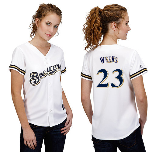 Rickie Weeks #23 mlb Jersey-Milwaukee Brewers Women's Authentic Home White Cool Base Baseball Jersey